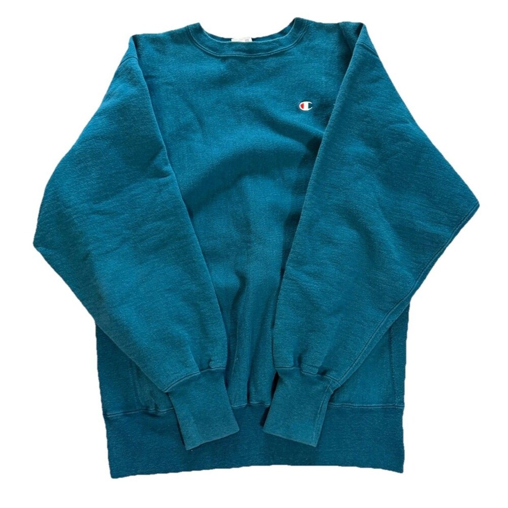 Vintage Champion Reverse Weave Sweatshirt Mens XL Teal Blue Crewneck USA 90s